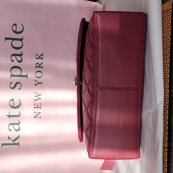 KATE SPADE NATALIA MEDIUM FLAP CROSSBODY SHOULDER BAG LEATHER IN BLACKBERRY - Picture 5 of 5